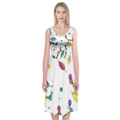 Abstract Floral Design Midi Sleeveless Dress