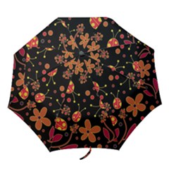 Flowers And Ladybugs 2 Folding Umbrellas by Valentinaart