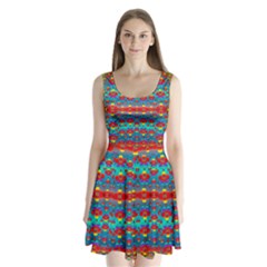 Peace Flowers And Rainbows In The Sky Split Back Mini Dress 