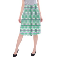 Green Plaid Pattern Midi Beach Skirt by Valentinaart