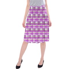 Purple Plaid Pattern Midi Beach Skirt