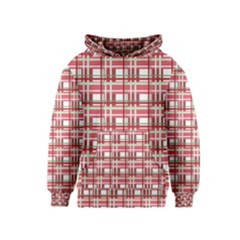 Red Plaid Pattern Kids  Pullover Hoodie by Valentinaart