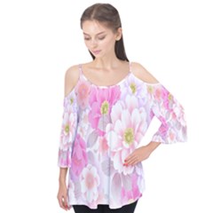 Cute Pink Flower Pattern  Flutter Tees