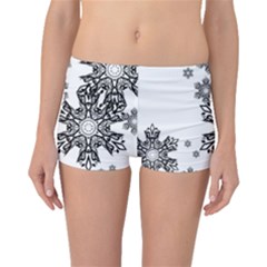 Black And White Snowflakes Boyleg Bikini Bottoms by Brittlevirginclothing