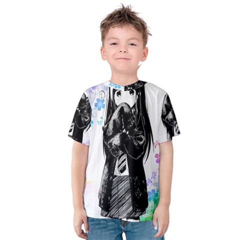 Shy Anime Girl Kids  Cotton Tee by Brittlevirginclothing