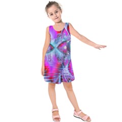 Crystal Northern Lights Palace, Abstract Ice  Kids  Sleeveless Dress by DianeClancy