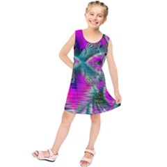 Crystal Flower Garden, Abstract Teal Violet Kids  Tunic Dress by DianeClancy