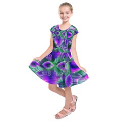 Evening Crystal Primrose, Abstract Night Flowers Kids  Short Sleeve Dress by DianeClancy