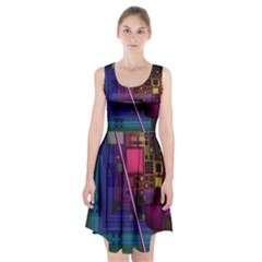 Jewel City, Radiant Rainbow Abstract Urban Racerback Midi Dress by DianeClancy