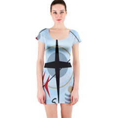 Compass Short Sleeve Bodycon Dress by Valentinaart