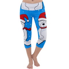 Polar Bear - Blue Capri Yoga Leggings