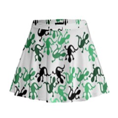 Lizards Pattern - Green Mini Flare Skirt by Valentinaart