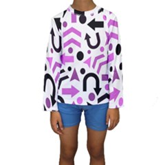 Magenta Direction Pattern Kids  Long Sleeve Swimwear by Valentinaart