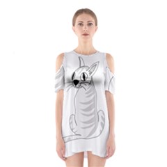 White Cat  Cutout Shoulder Dress by Valentinaart