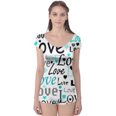 Love Pattern - Cyan Boyleg Leotard  by Valentinaart