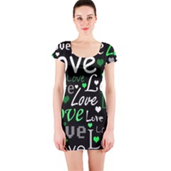 Green Valentine s Day Pattern Short Sleeve Bodycon Dress by Valentinaart