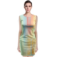 Unique Abstract In Green, Blue, Orange, Gold Classic Sleeveless Midi Dress