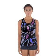 Flowers And Birds - Blue And Purple Women s Sport Tank Top  by Valentinaart