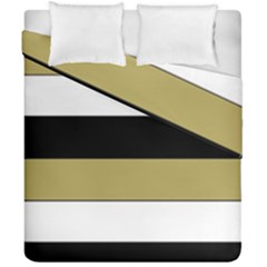 Black Brown Gold White Horizontal Stripes Elegant 8000 Sv Festive Stripe Duvet Cover Double Side (california King Size) by yoursparklingshop