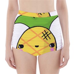 Kawaii Pineapple High-waisted Bikini Bottoms