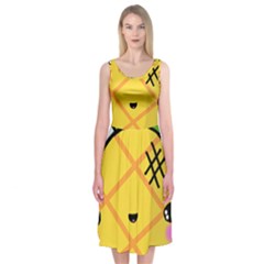 Kawaii Pineapple Midi Sleeveless Dress