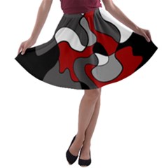 Creative Spot - Red A-line Skater Skirt by Valentinaart