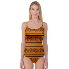 Orange Barbwire Pattern Camisole Leotard 