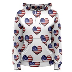 Usa Grunge Heart Shaped Flag Pattern Women s Pullover Hoodie