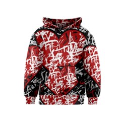 Red Graffiti Style Hart  Kids  Pullover Hoodie by Valentinaart