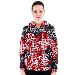 Red Graffiti Style Hart  Women s Zipper Hoodie by Valentinaart