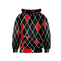 Elegant Black And White Red Diamonds Pattern Kids  Zipper Hoodie