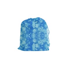 Light Circles, Dark And Light Blue Color Drawstring Pouches (small) 