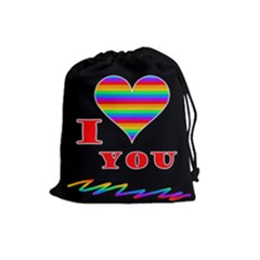 I Love You Drawstring Pouches (large) 