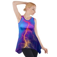 Lightning Colors, Blue Sky, Pink Orange Yellow Side Drop Tank Tunic by picsaspassion