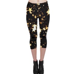 Golden Stars In The Sky Capri Leggings 