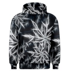 Snowflake In Feather Look, Black And White Men s Zipper Hoodie by picsaspassion