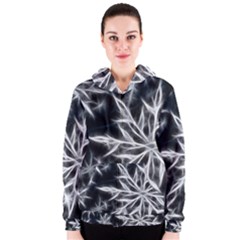 Snowflake In Feather Look, Black And White Women s Zipper Hoodie by picsaspassion