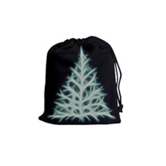 Christmas Fir, Green And Black Color Drawstring Pouches (medium)  by picsaspassion