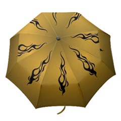 Flame Black, Golden Background Folding Umbrellas by picsaspassion