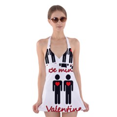 Be Mine Valentine Halter Swimsuit Dress by Valentinaart