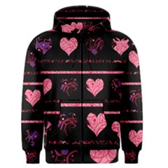 Pink Elegant Harts Pattern Men s Zipper Hoodie