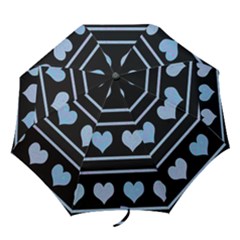 Blue Harts Pattern Folding Umbrellas