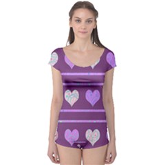 Purple Harts Pattern 2 Boyleg Leotard  by Valentinaart