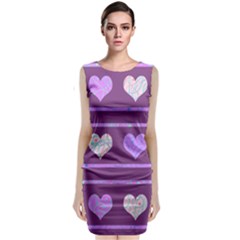 Purple Harts Pattern 2 Sleeveless Velvet Midi Dress by Valentinaart