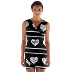 Elegant Harts Pattern Wrap Front Bodycon Dress by Valentinaart