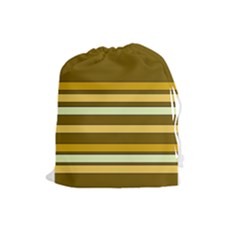 Elegant Shades Of Primrose Yellow Brown Orange Stripes Pattern Drawstring Pouches (large) 