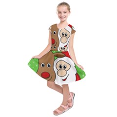 Rudolph And Santa Selfie Kids  Short Sleeve Dress by Valentinaart