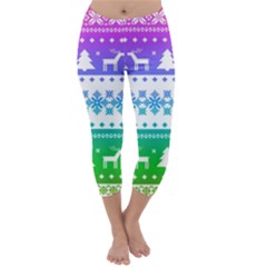 Cute Rainbow Bohemian Capri Winter Leggings  by Brittlevirginclothing