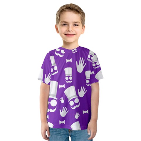 Gentleman Pattern - Purple And White Kids  Sport Mesh Tee by Valentinaart