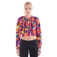 Abstract Background Geometry Blocks Women s Cropped Sweatshirt by Amaryn4rt